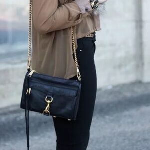 Rebecca Minkoff M.A.C. Convertible Crossbody in black with gold hardware